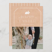 ヴィンテージバニーイースターフォトカード – オレンジ 招待状 (正面/裏面)