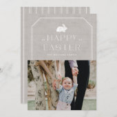 ヴィンテージバニーイースターフォトカード – グレー 招待状 (正面/裏面)