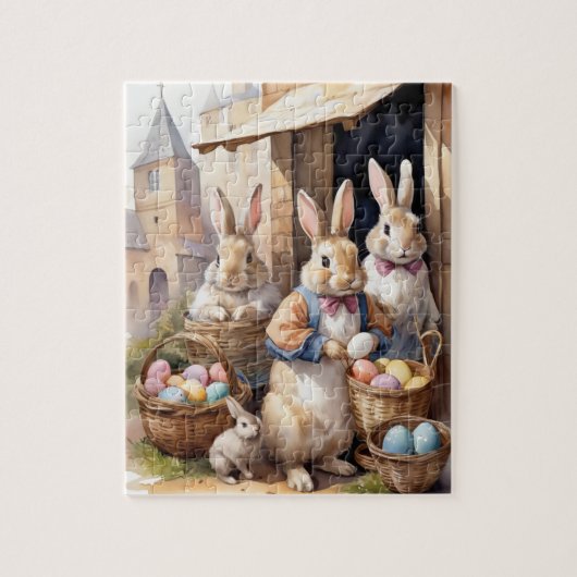 ヴィンテージバニーイースター卵市場 ジグソーパズル (縦)