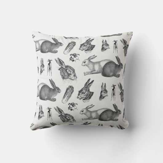 ヴィンテージバニーウサギと庭野菜 クッション (裏面)