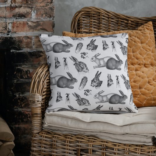 ヴィンテージバニーウサギと庭野菜 クッション