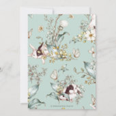 ヴィンテージバニーウサギアイボリーフローラベビーシャワー 招待状 (裏面)