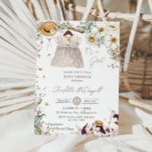 ヴィンテージバニーウサギアイボリーフローラベビーシャワー 招待状