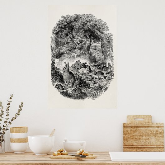 ヴィンテージバニーウサギ1800年代バニーズウサギ ポスター (キッチン)