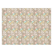 ヴィンテージバニーエッグシックパステルブラウンイースター テーブルクロス (正面(横))