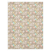 ヴィンテージバニーエッグシックパステルブラウンイースター テーブルクロス (正面)