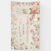 ヴィンテージバニーガールウェルカムバーチャルベビーシャワー 横断幕 (縦)