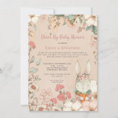 ヴィンテージバニーガールフローラドライブbyベビーシャワー 招待状 (正面)