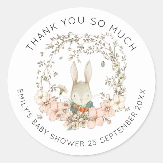 ヴィンテージバニーグリーン離れサンキューベイビーシャワー ラウンドシール (正面)