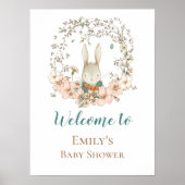 ヴィンテージバニースクリプトへようこそ赤ちゃんシャワーのサイン ポスター