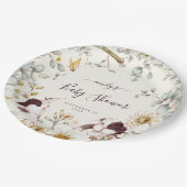 ヴィンテージバニーズリーフGIrlボーイクリーム赤ちゃんシャワー ペーパープレート (アングル)