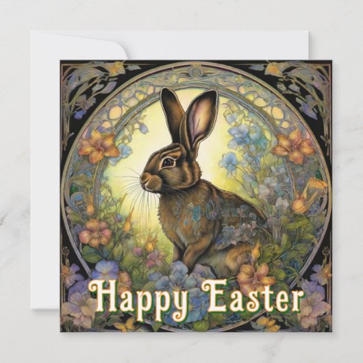 ヴィンテージバニーハッピーイースター挨拶 シーズンカード (正面)