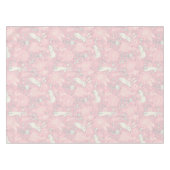 ヴィンテージバニーバタフライフラワーパステルピンクイースター テーブルクロス (正面(横))