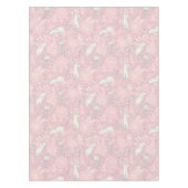 ヴィンテージバニーバタフライフラワーパステルピンクイースター テーブルクロス (正面)