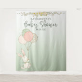 ヴィンテージバニーバルーンフローラベビーシャワー背景 タペストリー (正面)