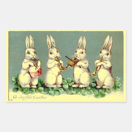 ヴィンテージバニーバンドイースターステッカー 長方形シール (正面)