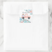 ヴィンテージバニーピンクのトラック赤ちゃんシャワー スクエアシール (バッグ)