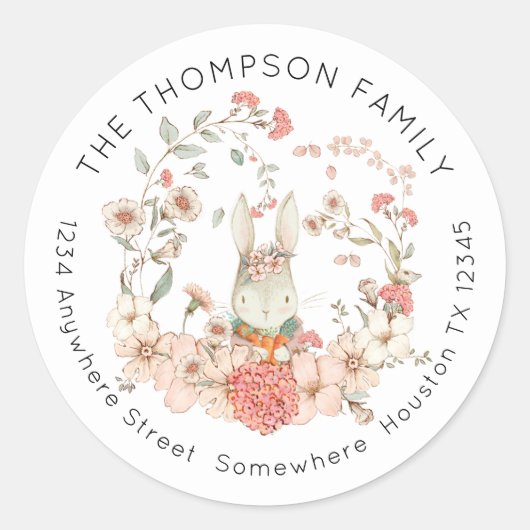 ヴィンテージバニーピンクフローラの戻り名住所 ラウンドシール (正面)
