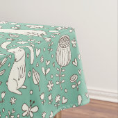 ヴィンテージバニーフラワーメドウサマーグリーンイースター テーブルクロス (インサイチュ)