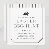 ヴィンテージバニーフレームイースターパーティの招待状 – 黒 招待状 (正面/裏面)