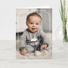 ヴィンテージバニーフレームイースターフォトカード – 白 サンキューカード