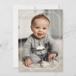 ヴィンテージバニーフレームイースターフォトカード – 白 セーブザデート