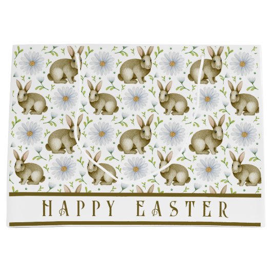 ヴィンテージバニーフローラハッピーイースター ラージペーパーバッグ (正面)
