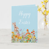 ヴィンテージバニーフローラ春イースターカード カード (黄色い花)