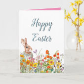 ヴィンテージバニーフローラ春イースターカード カード (黄色い花)