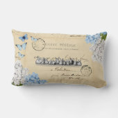 ヴィンテージバニーブルーフローラパリポスト装飾用クッション ランバークッション (裏面)