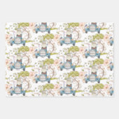 ヴィンテージバニーベアキツネ車の紅葉ボーイ ラッピングペーパーシート (正面3)