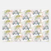 ヴィンテージバニーベアキツネ車の紅葉ボーイ ラッピングペーパーシート (正面2)