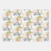 ヴィンテージバニーベアキツネ車の紅葉ボーイ ラッピングペーパーシート (正面)