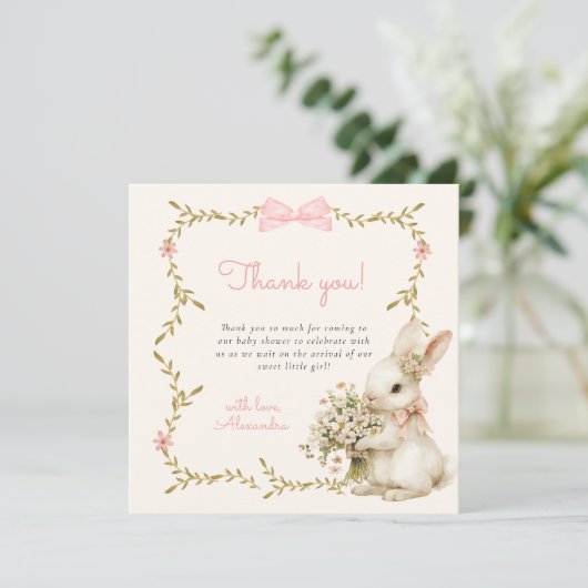 ヴィンテージバニーベビーシャワーサンキューカード サンキューカード (スタンド正面)