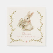 ヴィンテージバニーベビーシャワー スタンダードカクテルナプキン (正面)