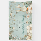 ヴィンテージバニーボーイウェルカムバーチャルベビーシャワー 横断幕 (縦)