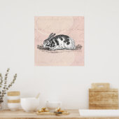 ヴィンテージバニーラビットイラストレーション- 1800のウサギ ポスター (キッチン)