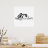 ヴィンテージバニーラビットイラストレーション- 1800のウサギ ポスター (キッチン)