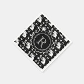 ヴィンテージバニーラビットモノグラム白黒 スタンダードカクテルナプキン (角)