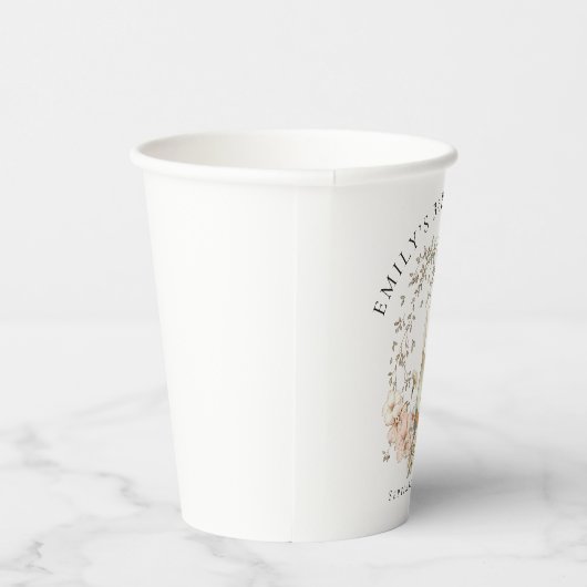 ヴィンテージバニーリーフ名日付赤ちゃんシャワー 紙コップ (右)