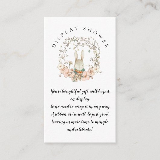 ヴィンテージバニー花模様ベビー表示シャワー エンクロージャーカード (正面)