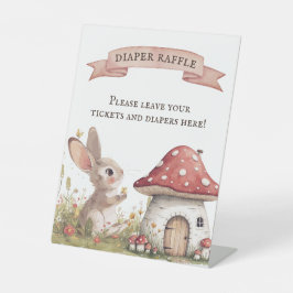 ヴィンテージバニー赤ちゃんシャワーおむつラッフル 台座サイン