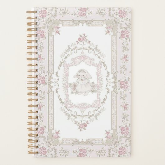 ヴィンテージバニー&ピンクローゼズノート プランナー手帳 (正面)