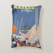 ヴィンテージバハマトラベルアートフライナッサウbyクリッパー アクセントクッション (裏面(縦))