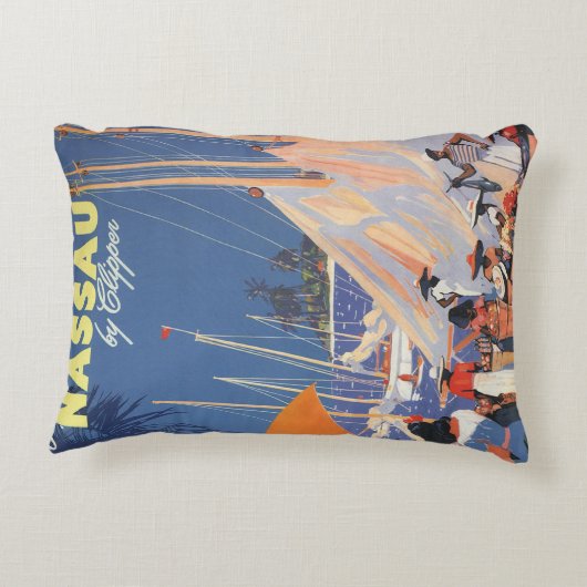 ヴィンテージバハマトラベルアートフライナッサウbyクリッパー アクセントクッション (裏面)