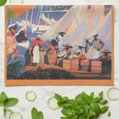 ヴィンテージバハマトラベルアートフライナッサウbyクリッパー キッチンタオル (折り畳み)