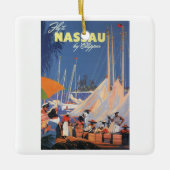 ヴィンテージバハマトラベルアートフライナッサウbyクリッパー セラミックオーナメント (正面)