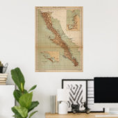 ヴィンテージバハ・カリフォルニアの地図（1922年） ポスター (ホームオフィス)