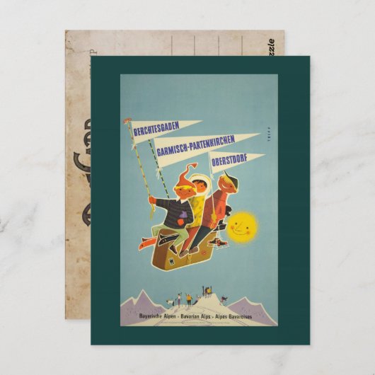 ヴィンテージババリアンアルプス旅行はがき ポストカード (正面/裏面)