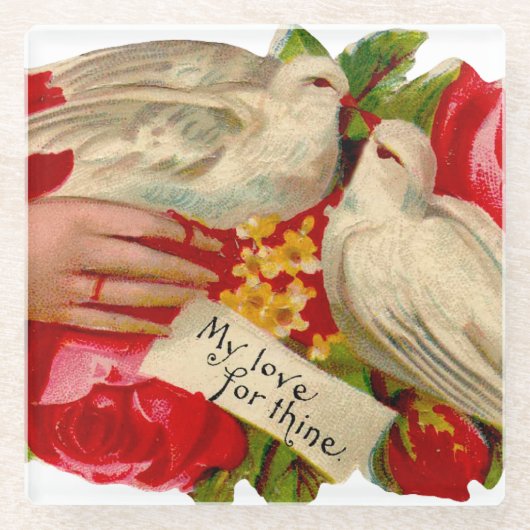 ヴィンテージバビクトリアンリズラブドヴクラシックァート ガラスコースター (正面)